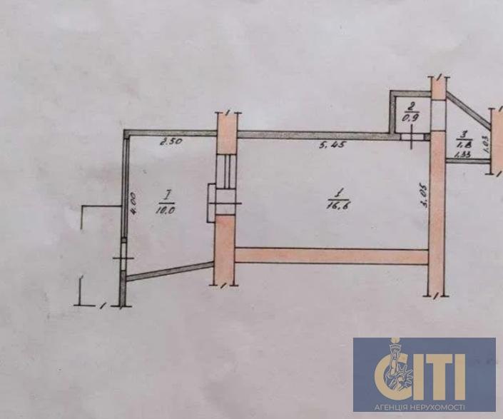 Квартира під офісне приміщення, 29 кв.м.