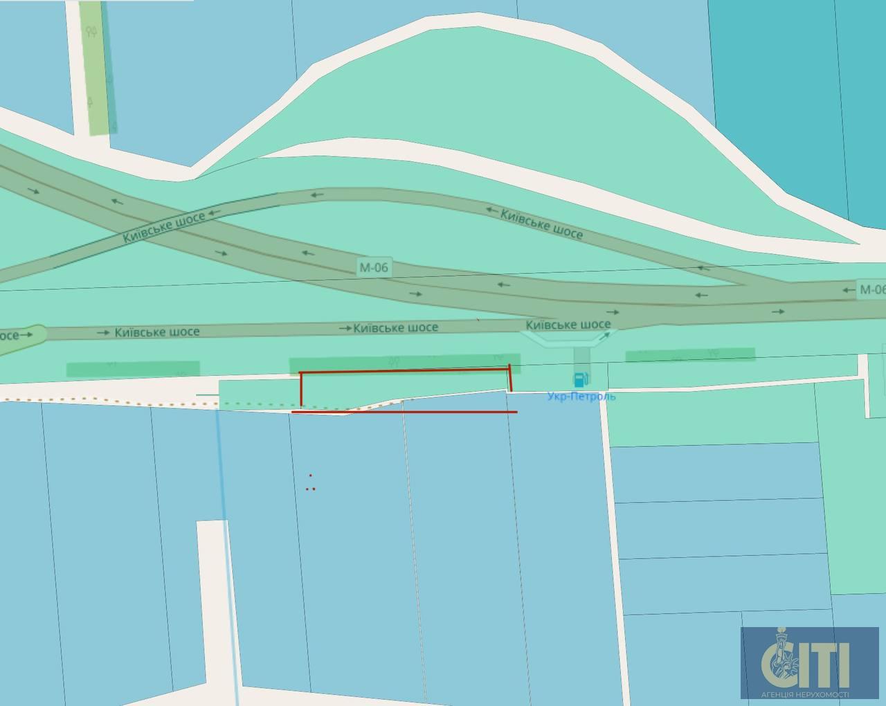 Продається земельна ділянка комерційного призначення площею 30 соток по Київському шосе, в районі с. Глибочиця.