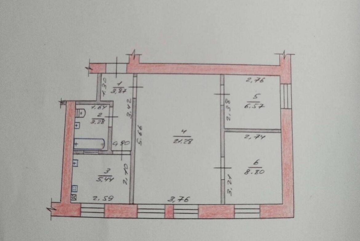 Продається 3-кімнатна квартира для комерційного використання, 49 кв.м